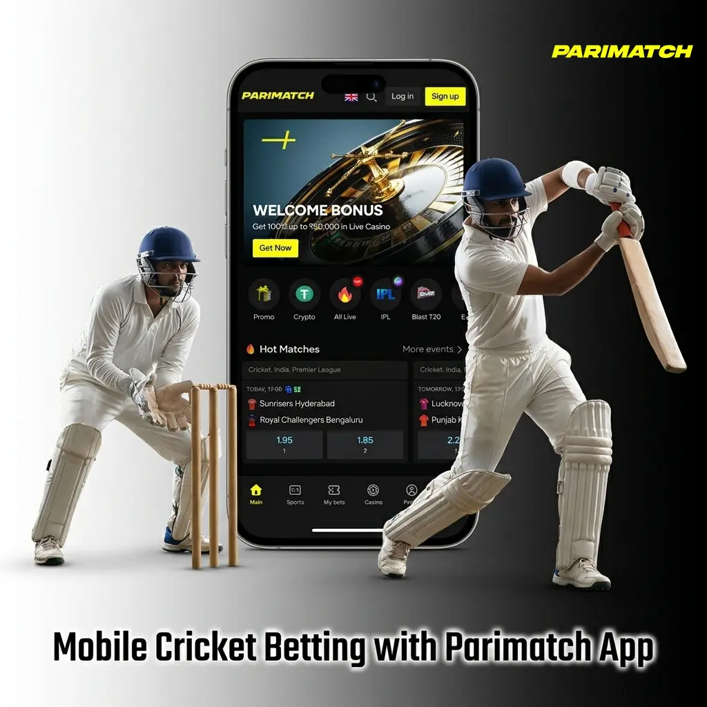 Parimatch mobile app for cricket betting available on Android and iOS with live betting and account management