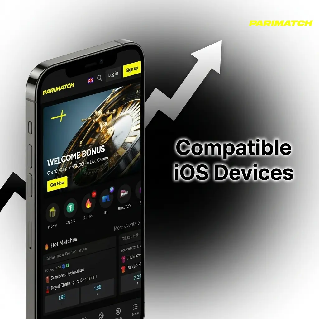 Parimatch iOS app compatible devices list including iPhone X to 17 series and iPad Air and Pro models
