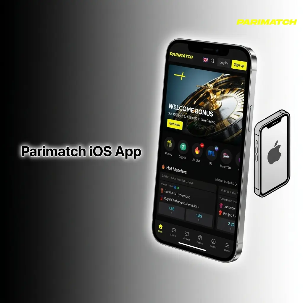 Parimatch iOS app on iPhone and iPad showing sports betting and casino features available on the App Store for free