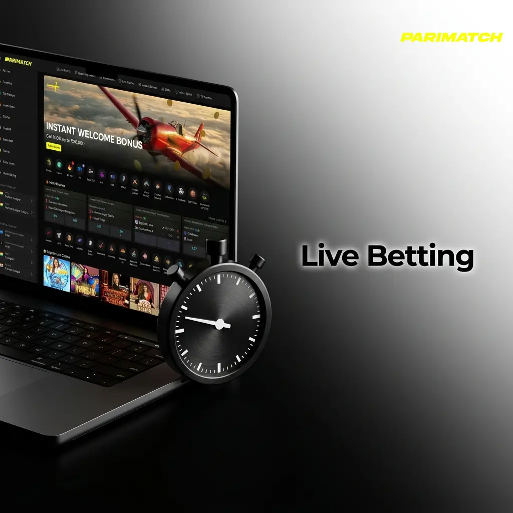 Parimatch live betting interface showing real-time odds for cricket, football, kabaddi, tennis, basketball, and eSports markets