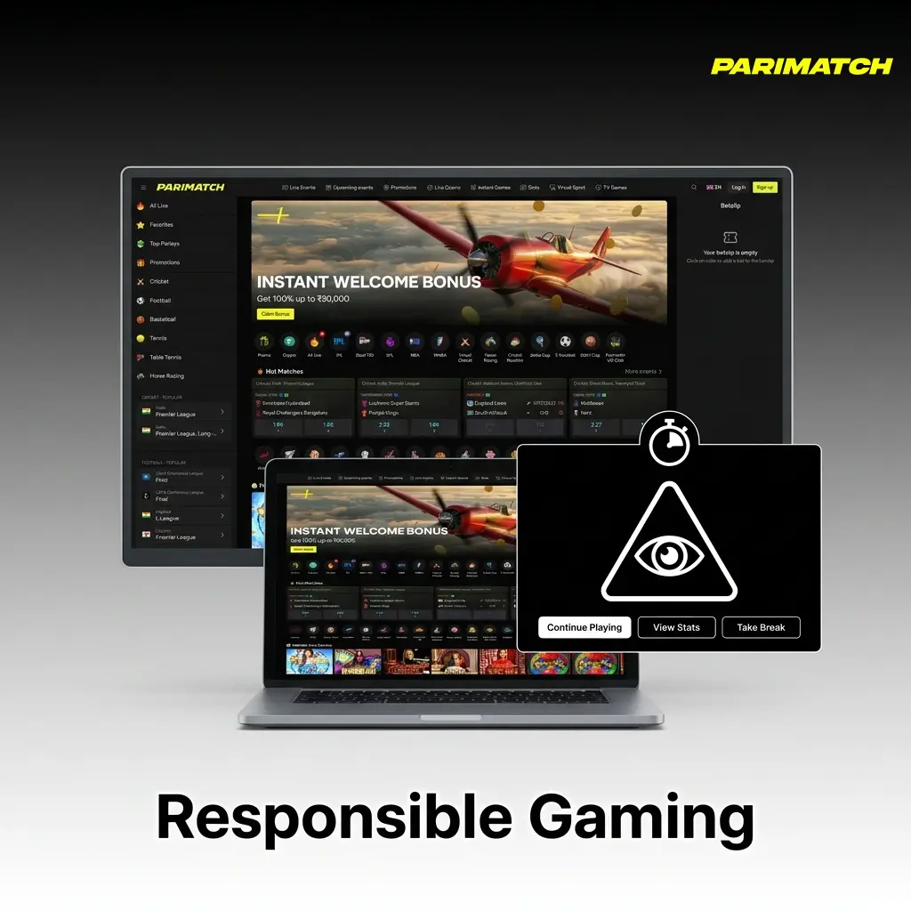 Parimatch responsible gaming tools including deposit limits, self-exclusion, and age verification for safe betting