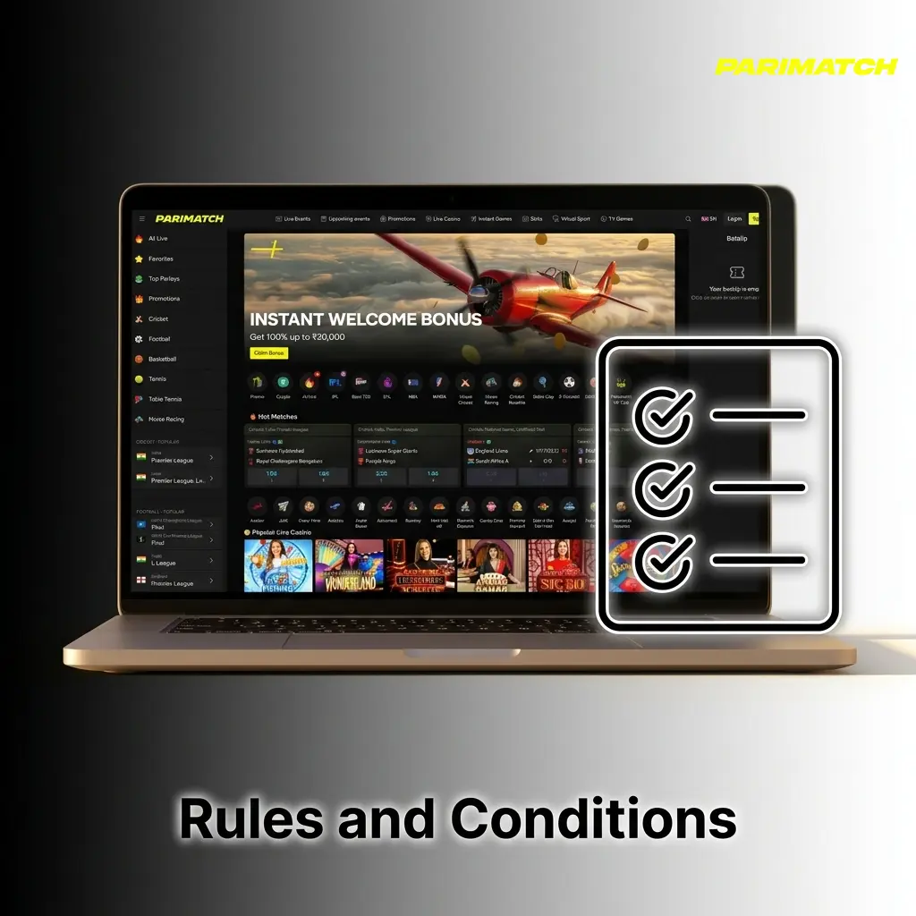Parimatch rules and conditions for India players covering age, accounts, bonuses, KYC, and prohibited activities