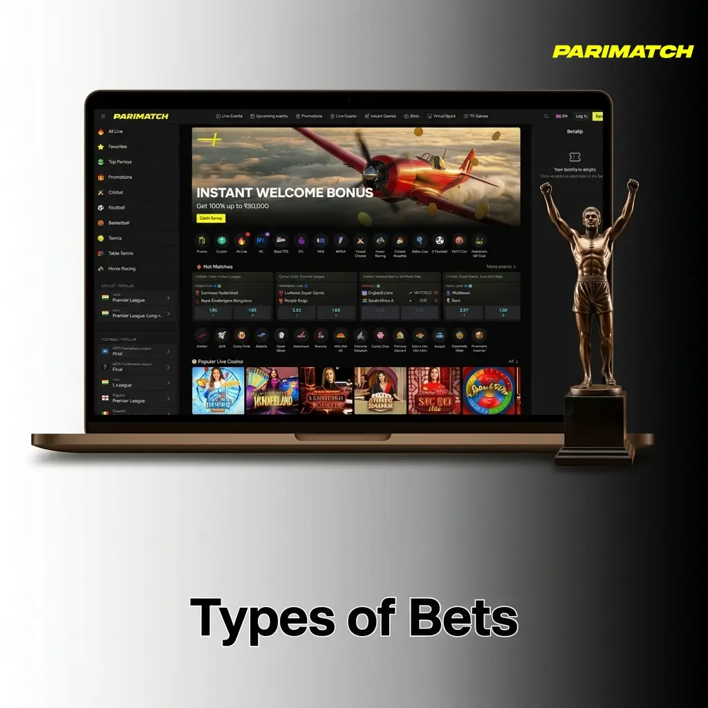 Parimatch bet types: single, express accumulator, and system bets explained with risk and payout details