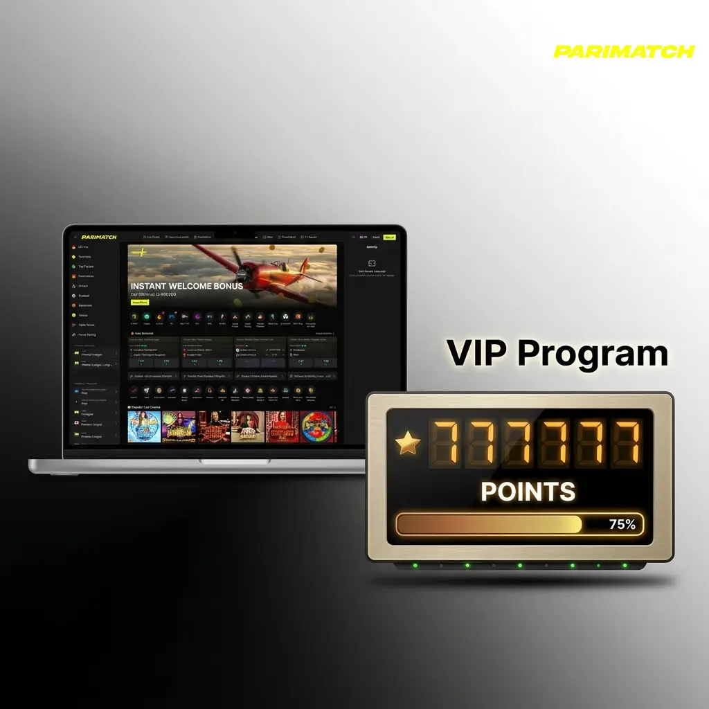 Parimatch VIP loyalty programme tiers showing escalating rewards including cashback, account managers and exclusive bonuses