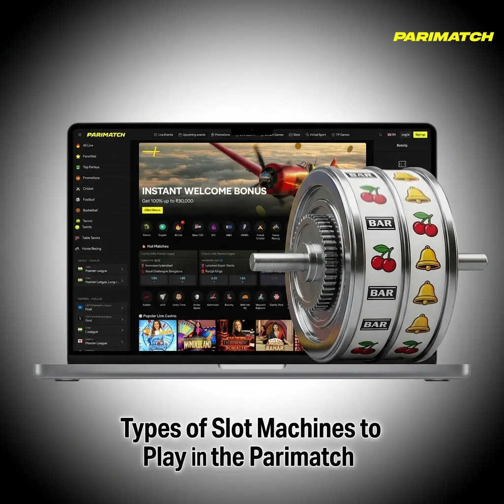 Parimatch slot machine categories including classic, video, Megaways, progressive jackpot, and Asian theme slots