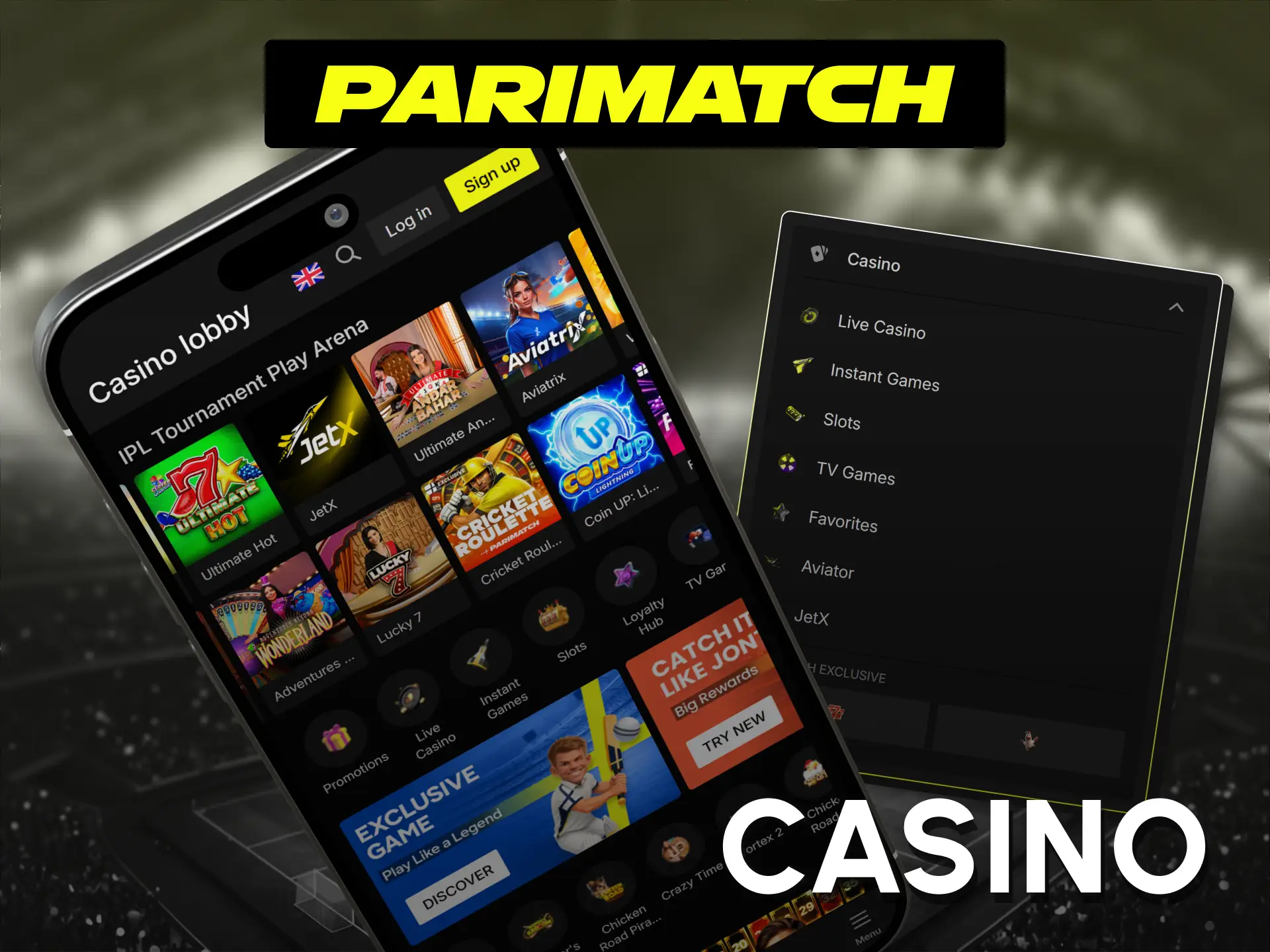 Play thousands of fast-loading slots within the mobile Parimatch App.