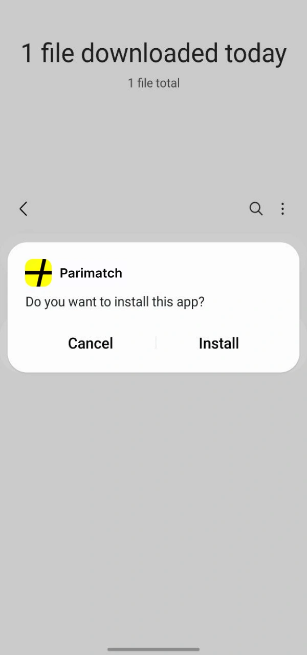 Run the package installer tool option to download Parimatch Android App.