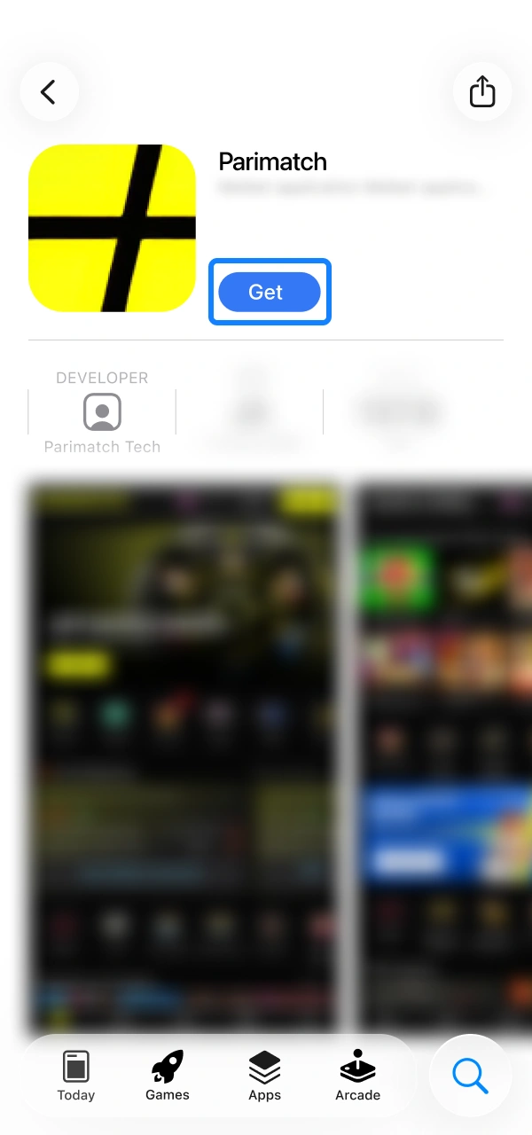 Trigger the automated apple transaction file to load the Parimatch iOS iOS App.