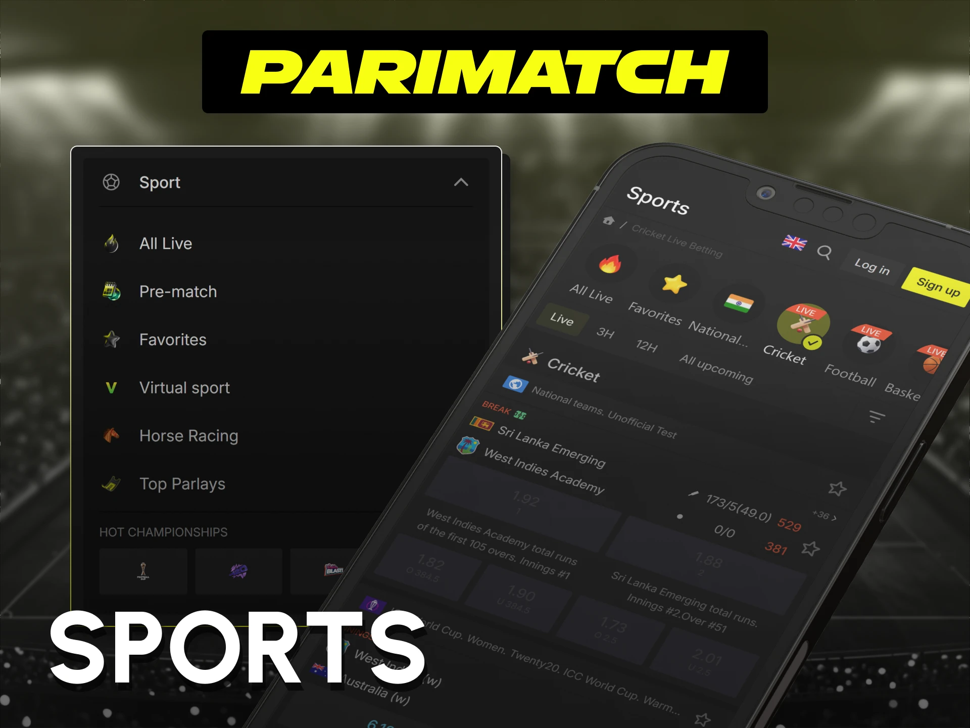 Browse daily live sports match lines on the Parimatch App.