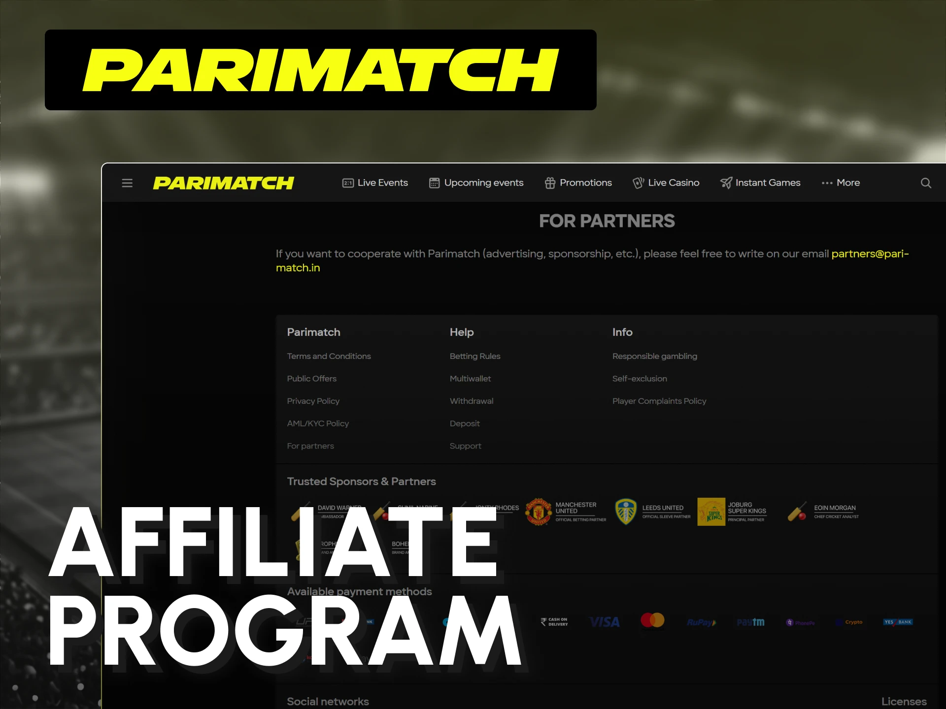Maximize profits by joining the official Parimatch India affiliate program.