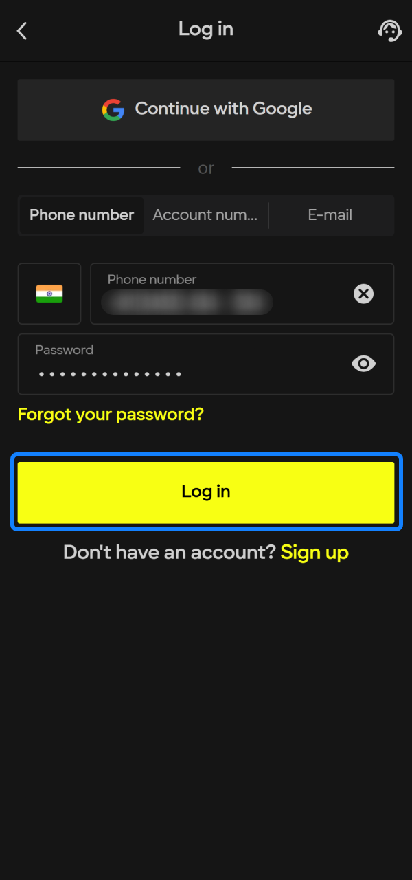 Press the validation widget to finish your secure Parimatch login.