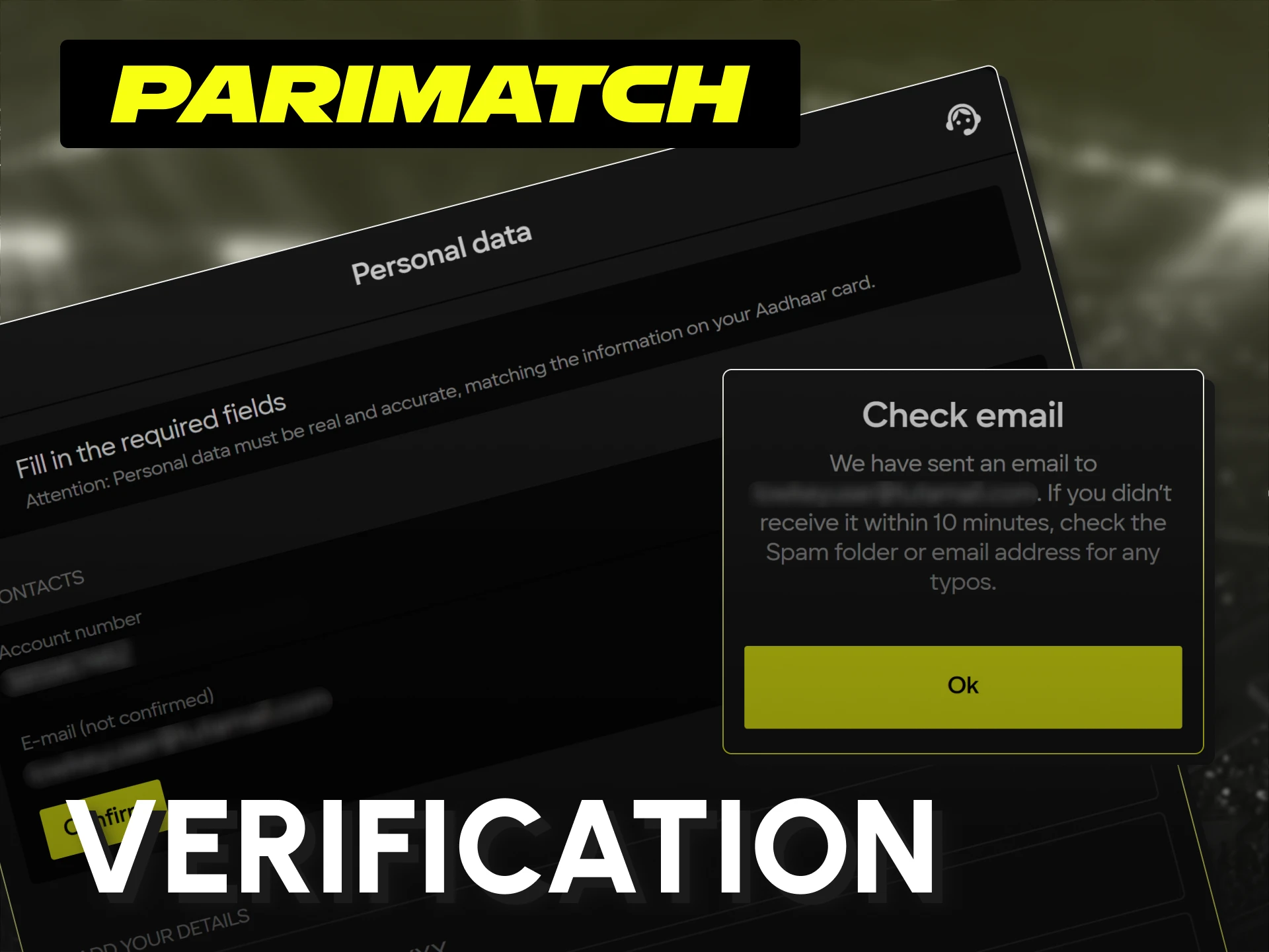 Verify your profile to secure your personal Parimatch India homepage account.